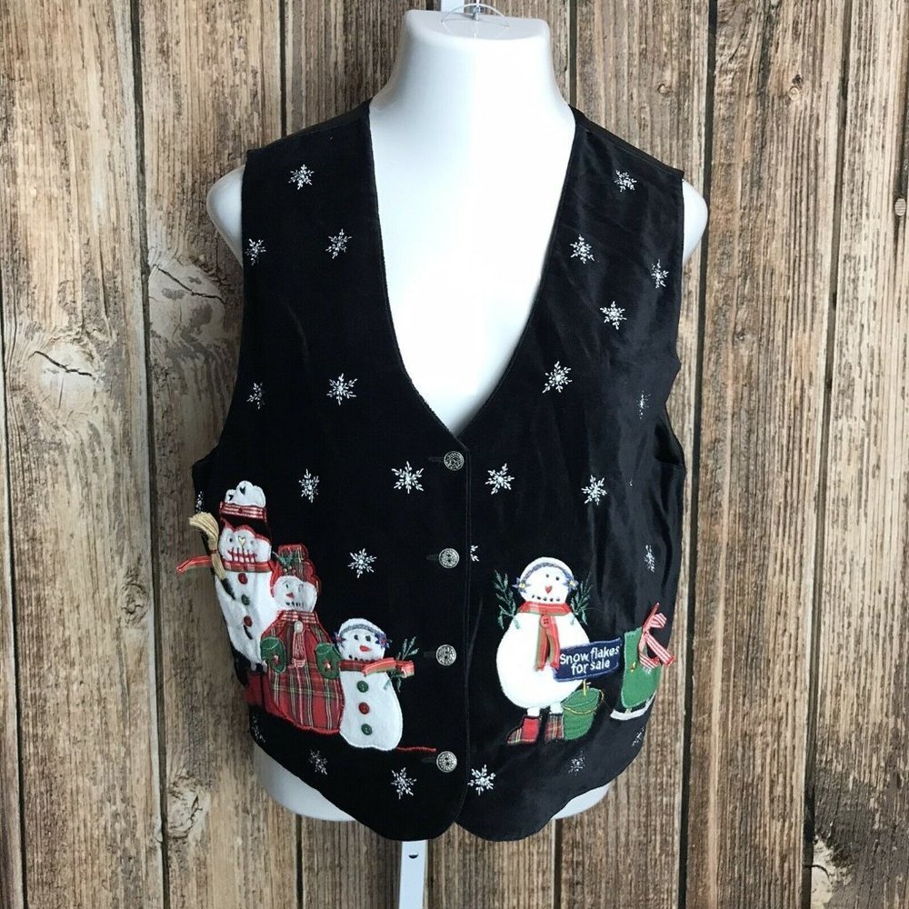 TanTrums Vintage Button Down Velveteen Vest ~ Sz L